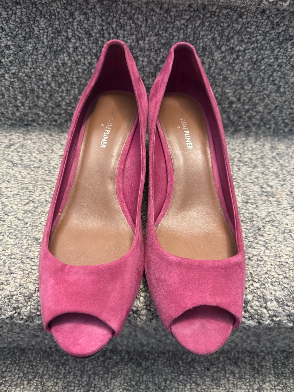 Donald J. Pliner Fuchsia Suede Peep-Toe Pumps